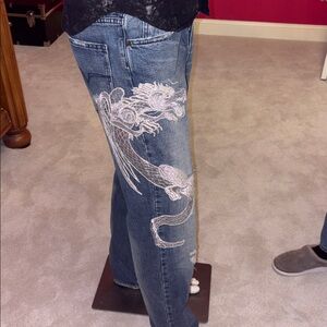 Men’s Versace distressed, couture jeans